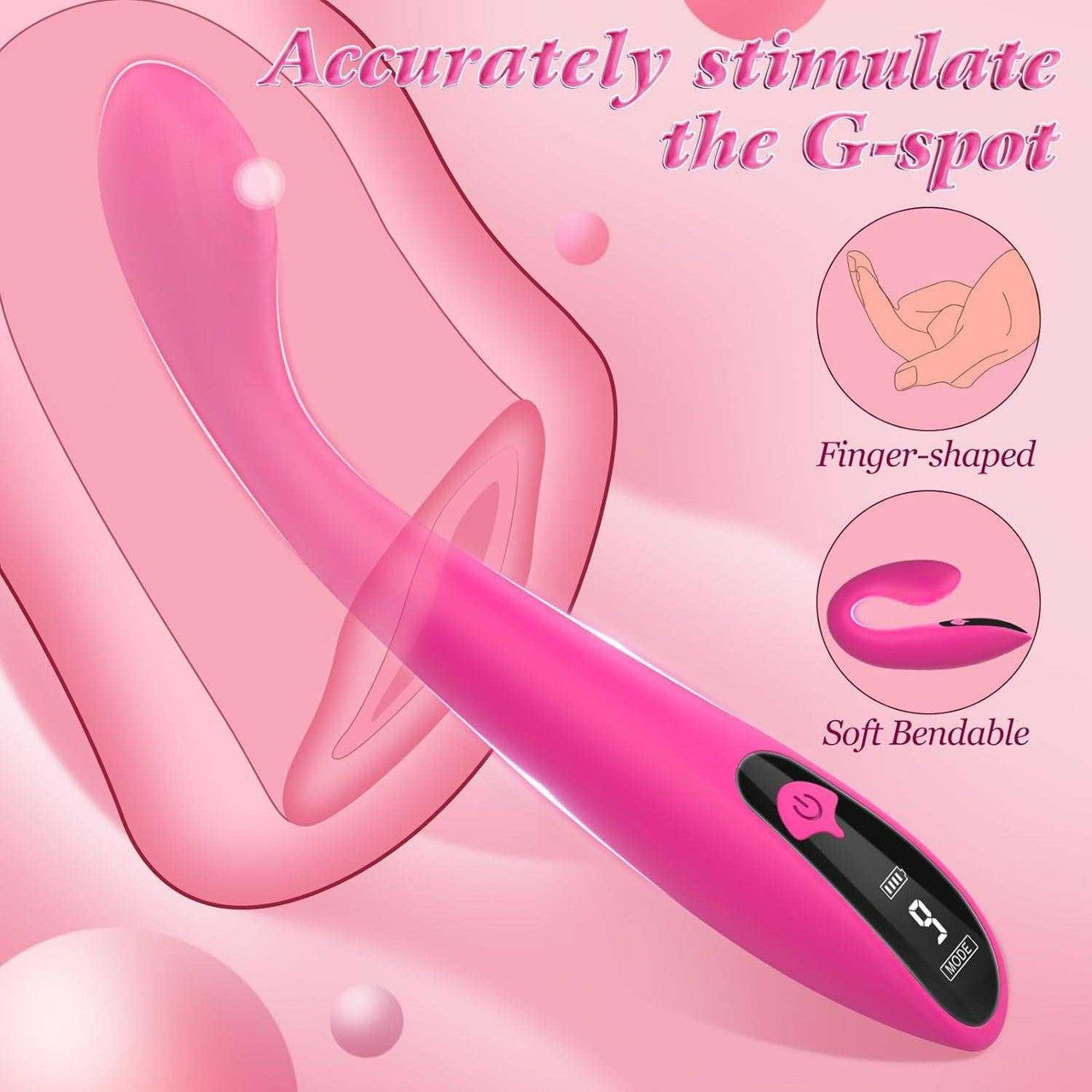 BuzzPinky Sensuelle Curve: G-Spot Precision Wand Vibrator with Digital Display BuzzPinky