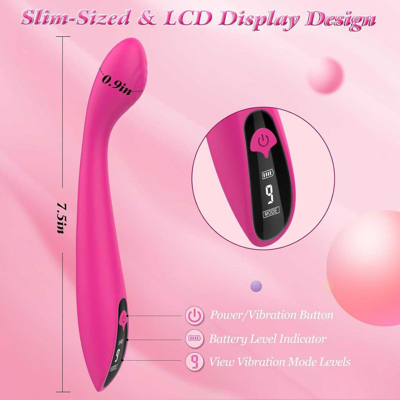 BuzzPinky Sensuelle Curve: G-Spot Precision Wand Vibrator with Digital Display BuzzPinky