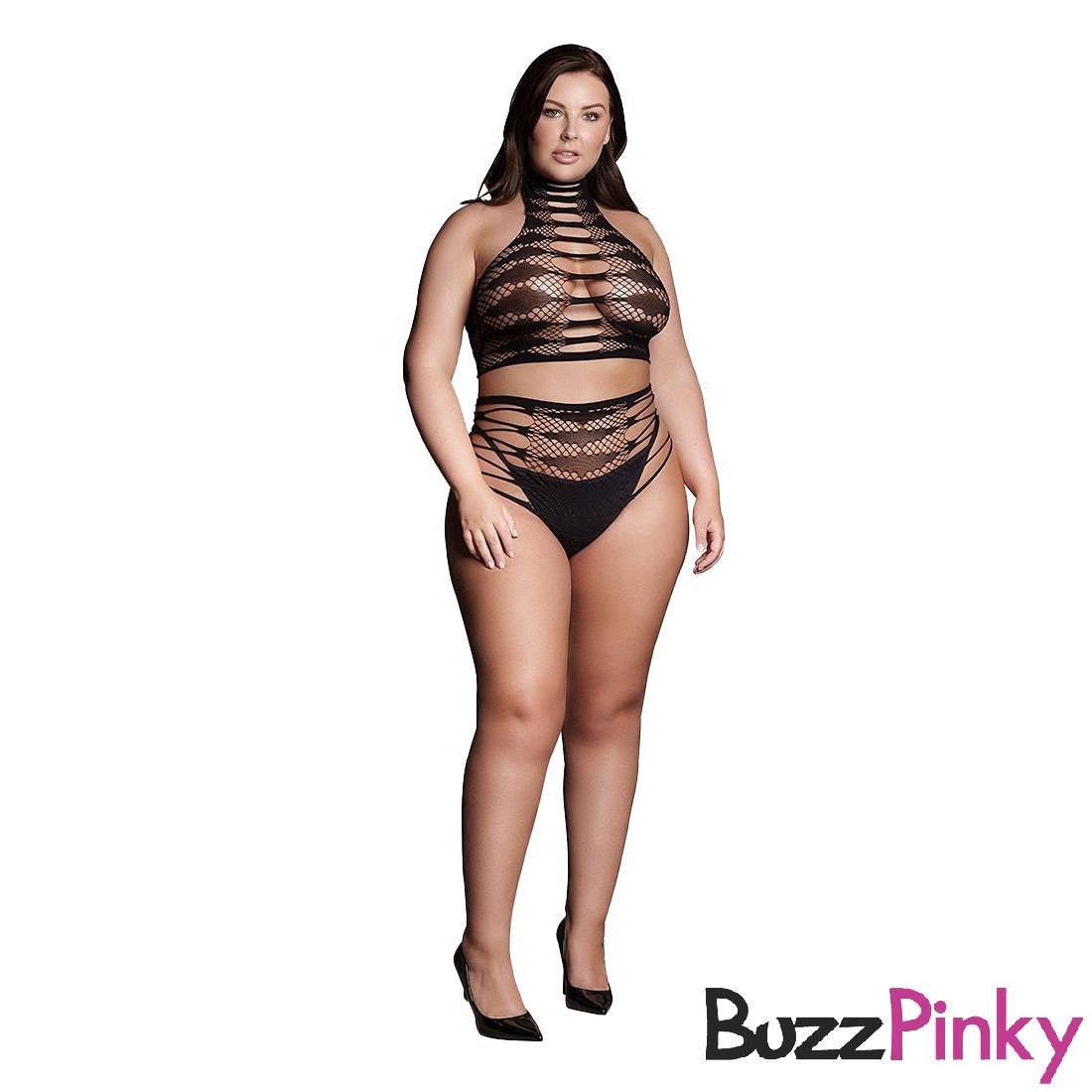 Carpo XLVI Two Piece with Turtleneck, Crop Top and Pantie Plus Size le desir