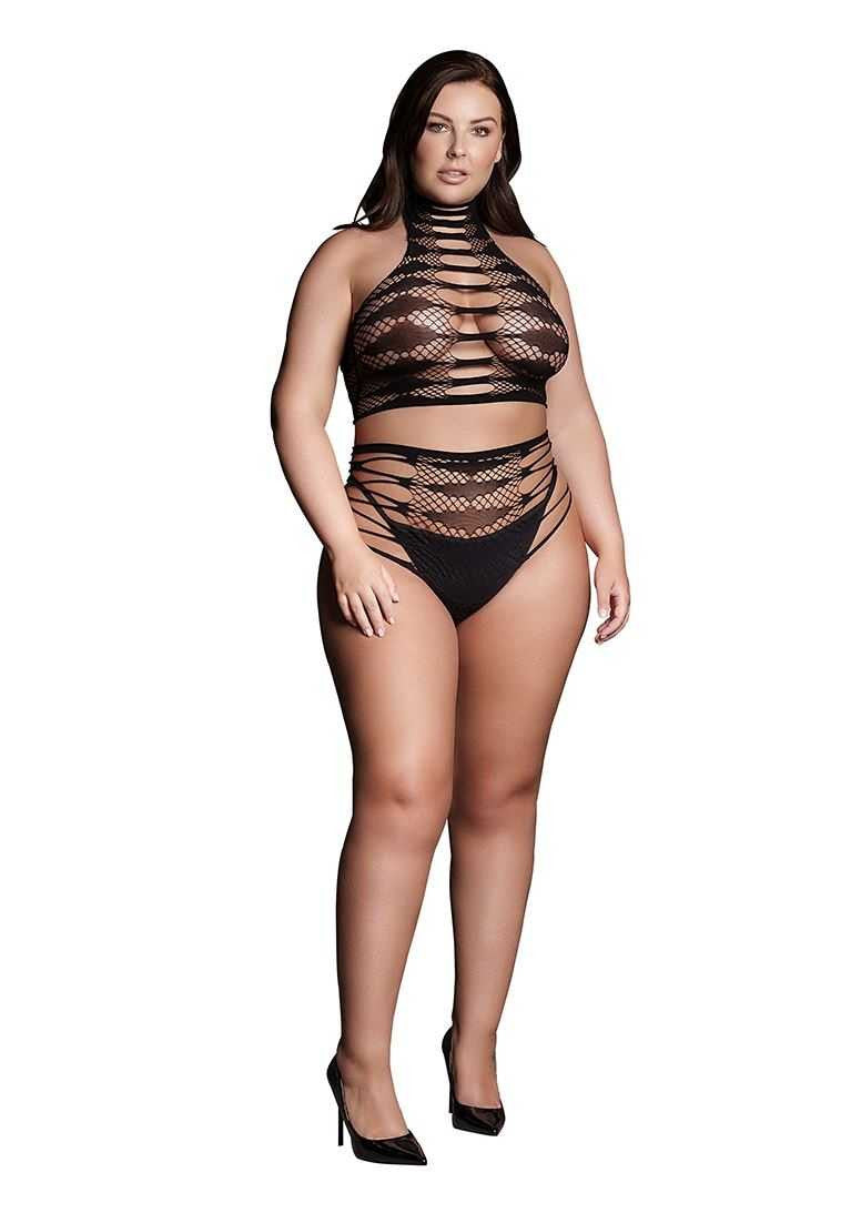 Carpo XLVI Two Piece with Turtleneck, Crop Top and Pantie Plus Size le desir
