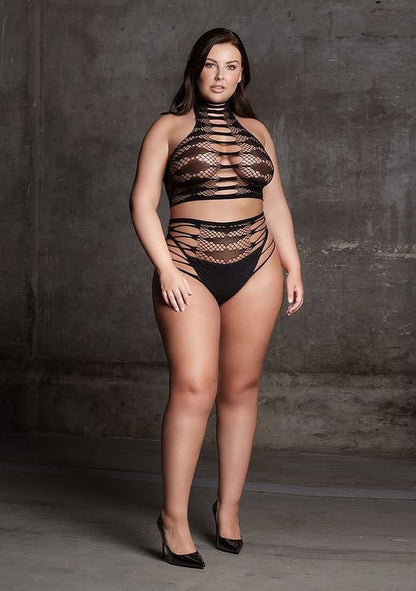 Carpo XLVI Two Piece with Turtleneck, Crop Top and Pantie Plus Size le desir