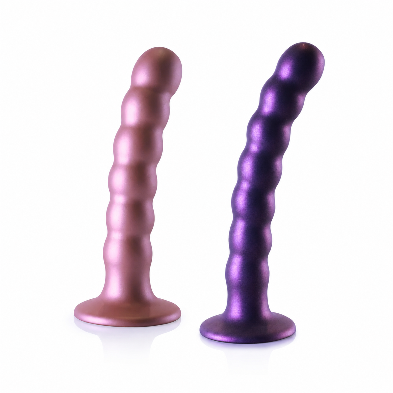 Ouch Beaded Silicone G-Spot Dildo Metallic (Pink / Purple Or Blue)