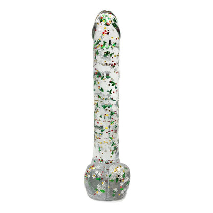 Clear Realistic Dildo Christmas Glitter 10 Inch BuzzPinky