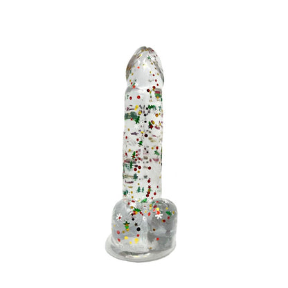 Clear Realistic Dildo Christmas Glitter 6 Inch BuzzPinky