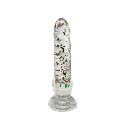 Clear Realistic Dildo Christmas Glitter 6 Inch BuzzPinky