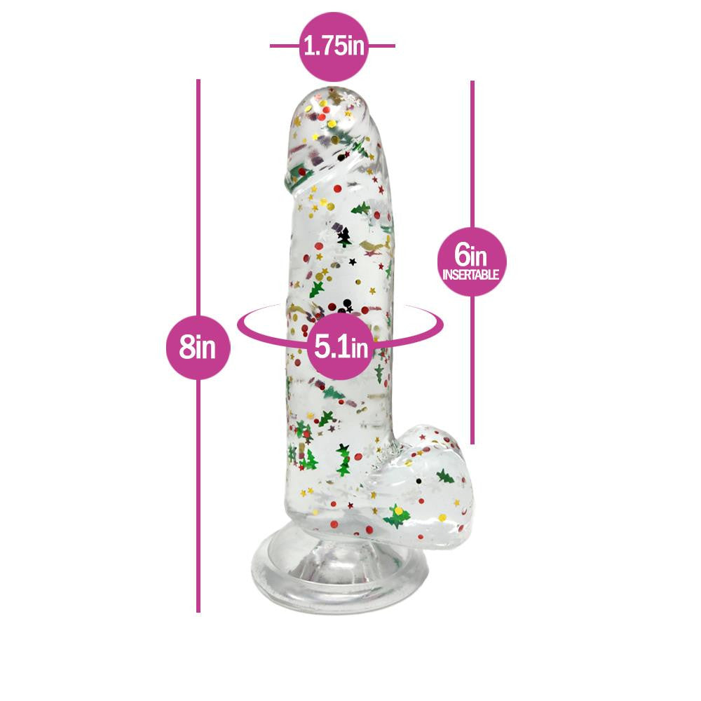 Clear Realistic Dildo Christmas Glitter 6 Inch BuzzPinky