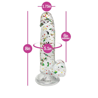 Clear Realistic Dildo Christmas Glitter 6 Inch BuzzPinky