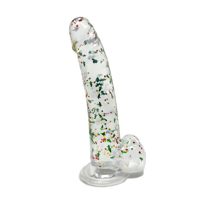 Clear Realistic Dildo Christmas Glitter 8 Inch BuzzPinky