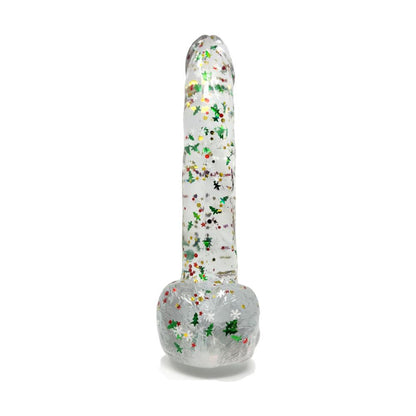 Clear Realistic Dildo Christmas Glitter 8 Inch BuzzPinky