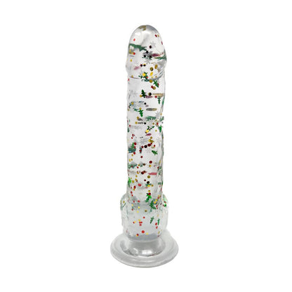 Clear Realistic Dildo Christmas Glitter 8 Inch BuzzPinky