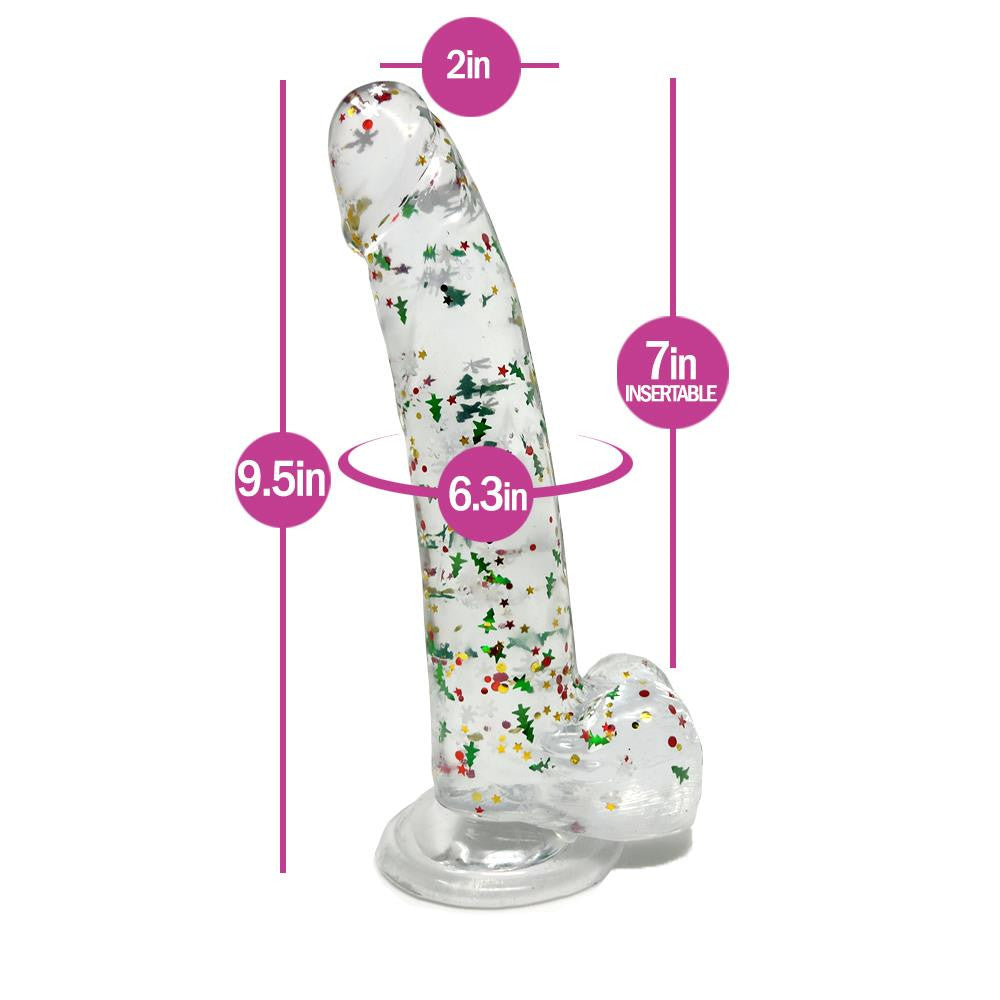 Clear Realistic Dildo Christmas Glitter 8 Inch BuzzPinky