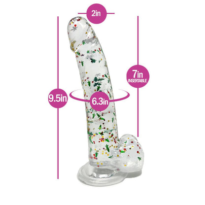 Clear Realistic Dildo Christmas Glitter 8 Inch BuzzPinky