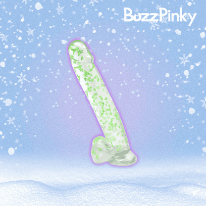 Clear Realistic Dildo Glow in the Dark Christmas Glitter 10 Inch BuzzPinky