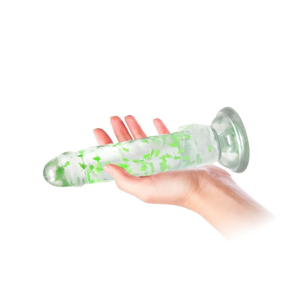Clear Realistic Dildo Glow in the Dark Christmas Glitter 6 Inch BuzzPinky