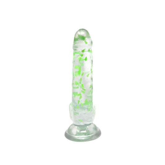 Clear Realistic Dildo Glow in the Dark Christmas Glitter 6 Inch BuzzPinky