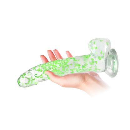 Clear Realistic Dildo Glow in the Dark Christmas Glitter 8 Inch BuzzPinky