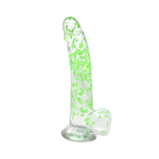 Clear Realistic Dildo Glow in the Dark Christmas Glitter 8 Inch BuzzPinky