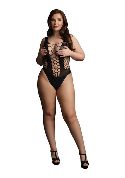 Contrast Fence Net Teddy Plus Size le desir