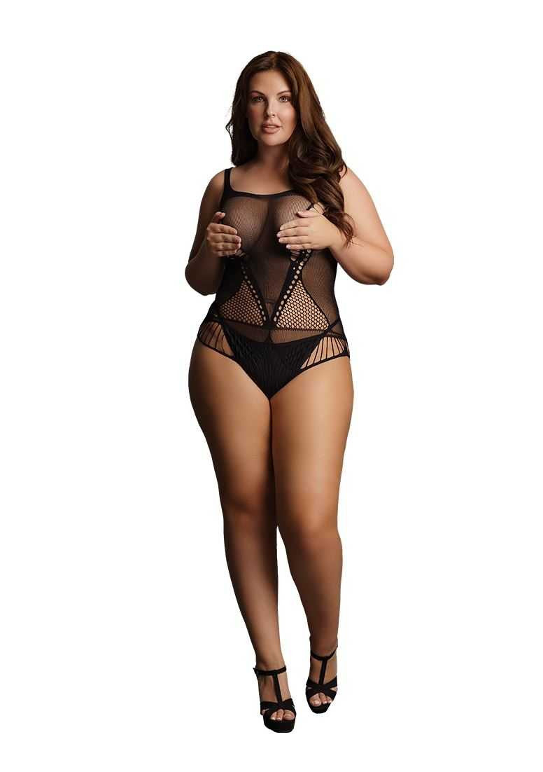 Contrast Net Teddy Plus Size le desir