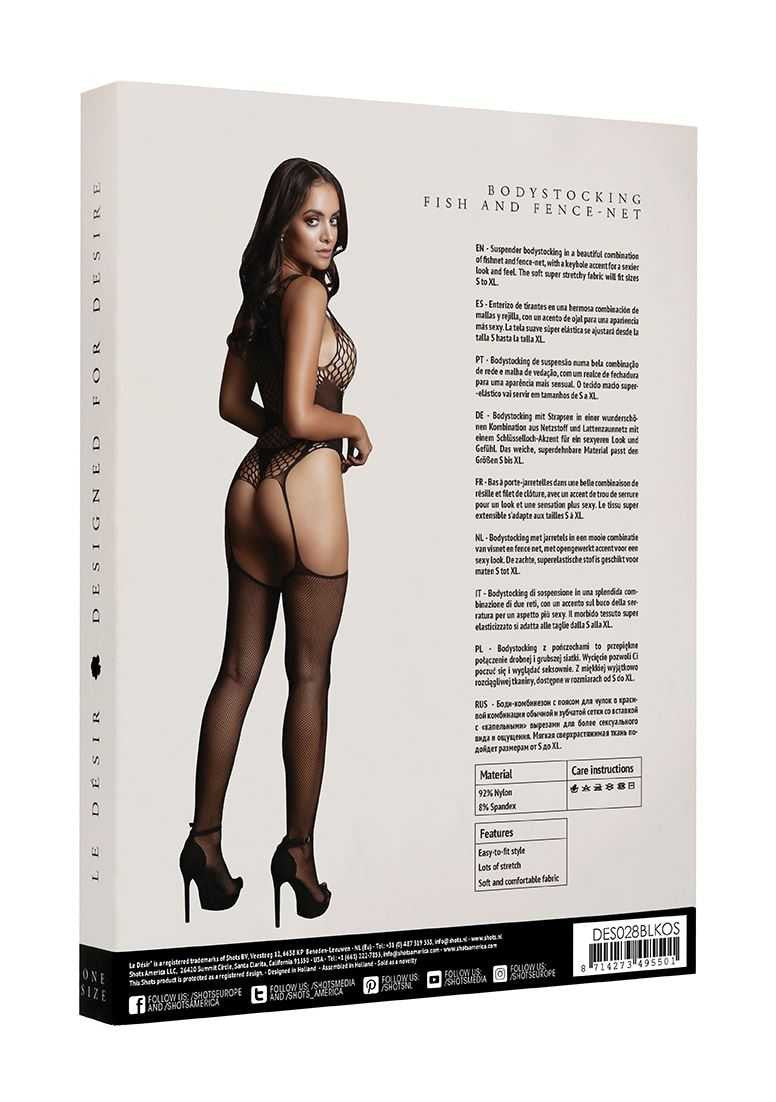Contrast Suspender Bodystocking One Size le desir