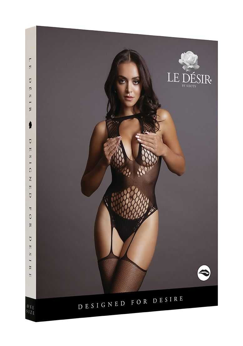 Contrast Suspender Bodystocking One Size le desir