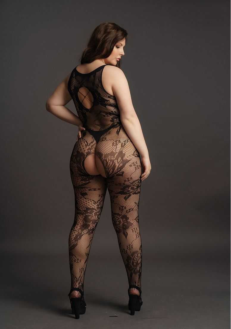 Criss Cross Neck Bodystocking Plus Size le desir