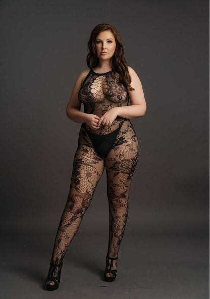 Criss Cross Neck Bodystocking Plus Size le desir