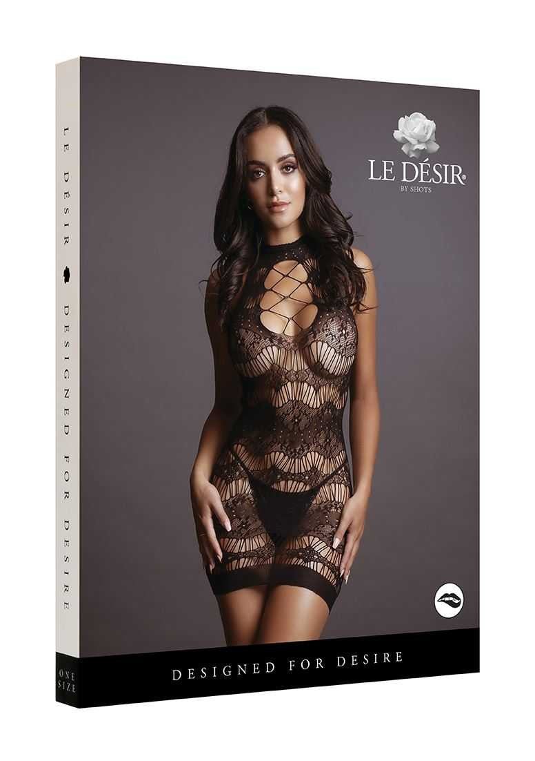 Criss Cross Neck Mini Dress One Size le desir