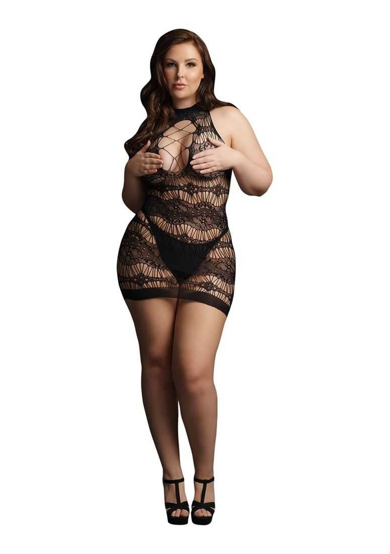 Criss Cross Neck Mini Dress Plus Size le desir