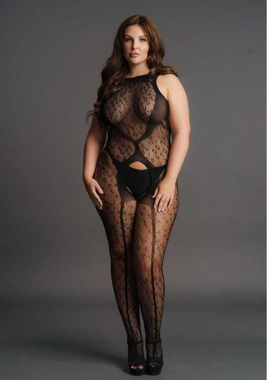Crotchless Leopard Bodystocking Plus Size le desir