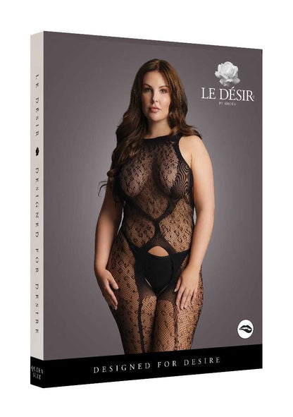 Crotchless Leopard Bodystocking Plus Size le desir
