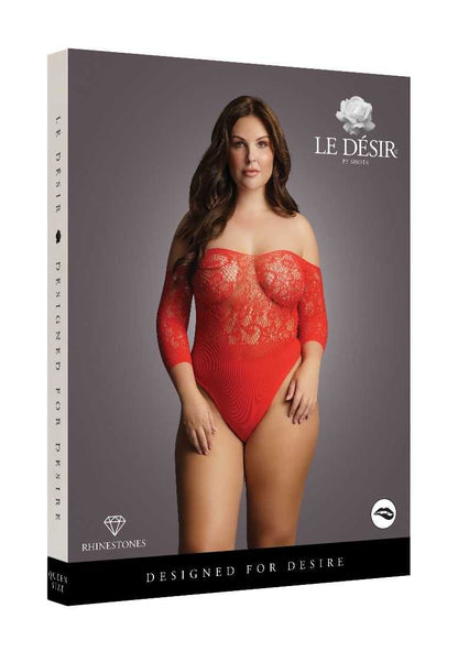 Crotchless Rhinestone Teddy Plus Size le desir