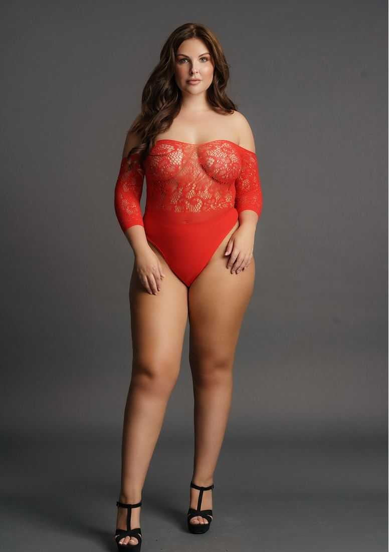 Crotchless Rhinestone Teddy Plus Size le desir