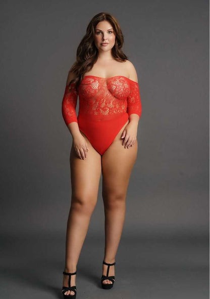 Crotchless Rhinestone Teddy Plus Size le desir