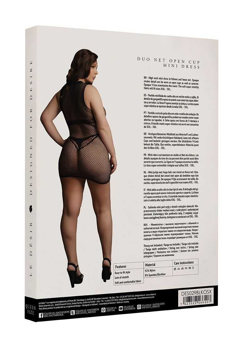 Duo Net Open Cup Mini Dress Plus Size le desir