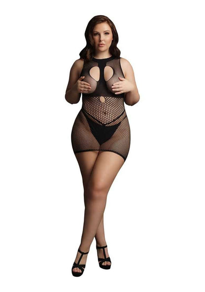 Duo Net Open Cup Mini Dress Plus Size le desir