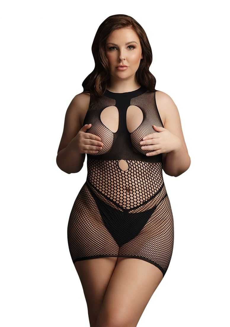 Duo Net Open Cup Mini Dress Plus Size le desir