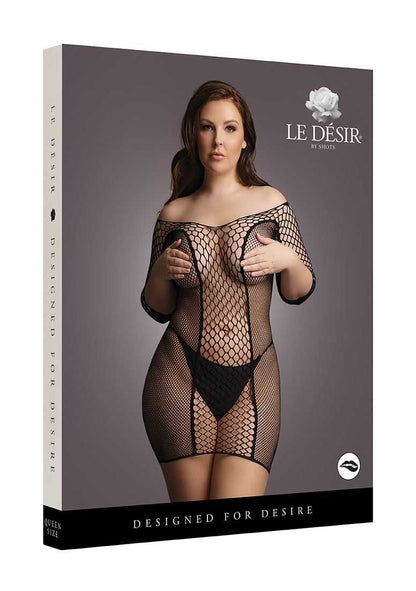 Duo Net Sleeved Mini Dress Plus Size le desir