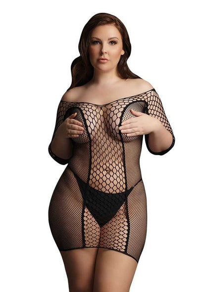 Duo Net Sleeved Mini Dress Plus Size le desir