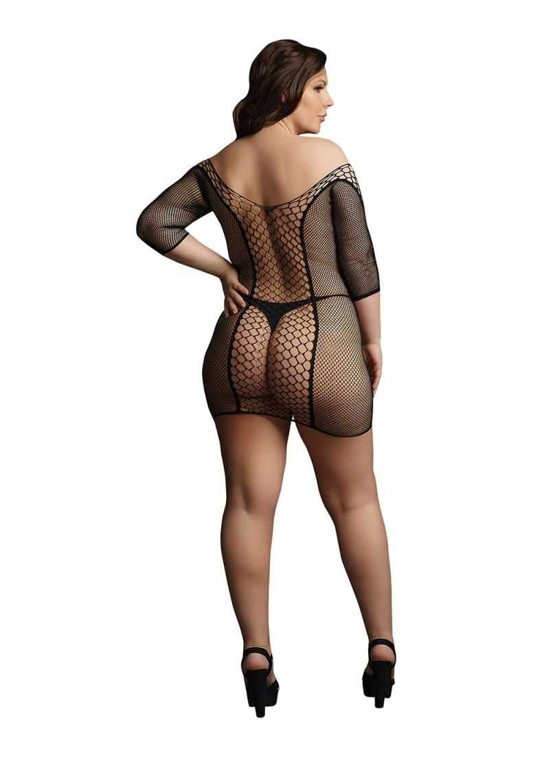 Duo Net Sleeved Mini Dress Plus Size le desir