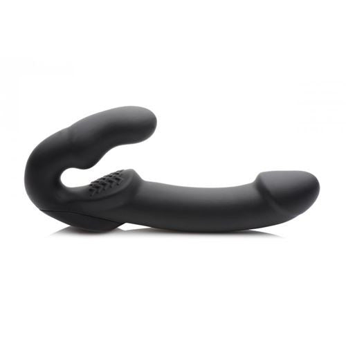 Evoke Super Charged Black Vibrating Strapless Silicone Dildo