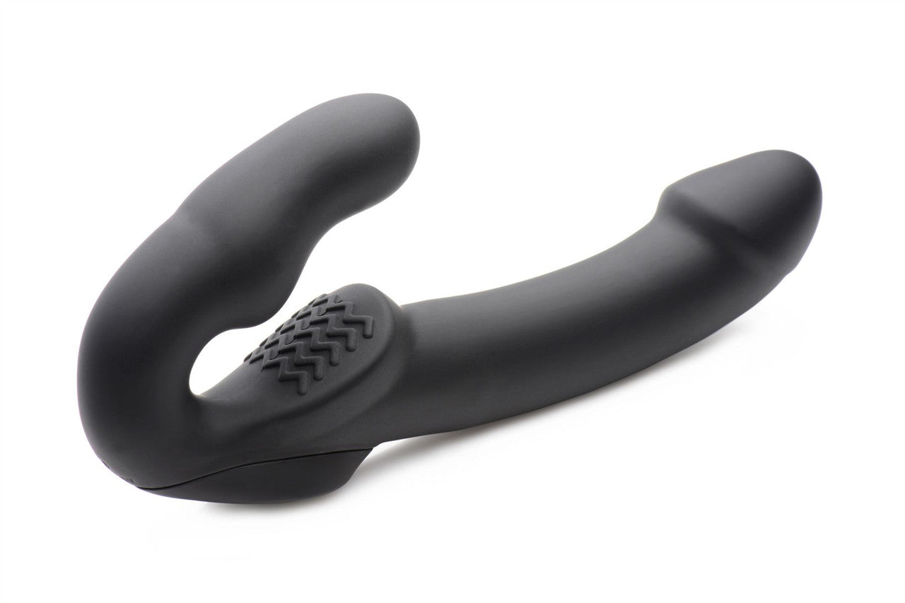 Evoke Super Charged Black Vibrating Strapless Silicone Dildo xr brands