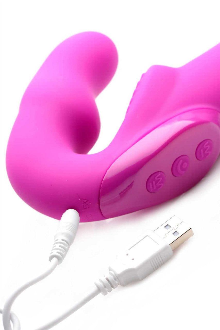 Evoke Super Charged Pink Vibrating Strapless Silicone Dildo xr brands