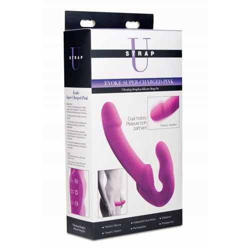 Evoke Super Charged Pink Vibrating Strapless Silicone Dildo xr brands
