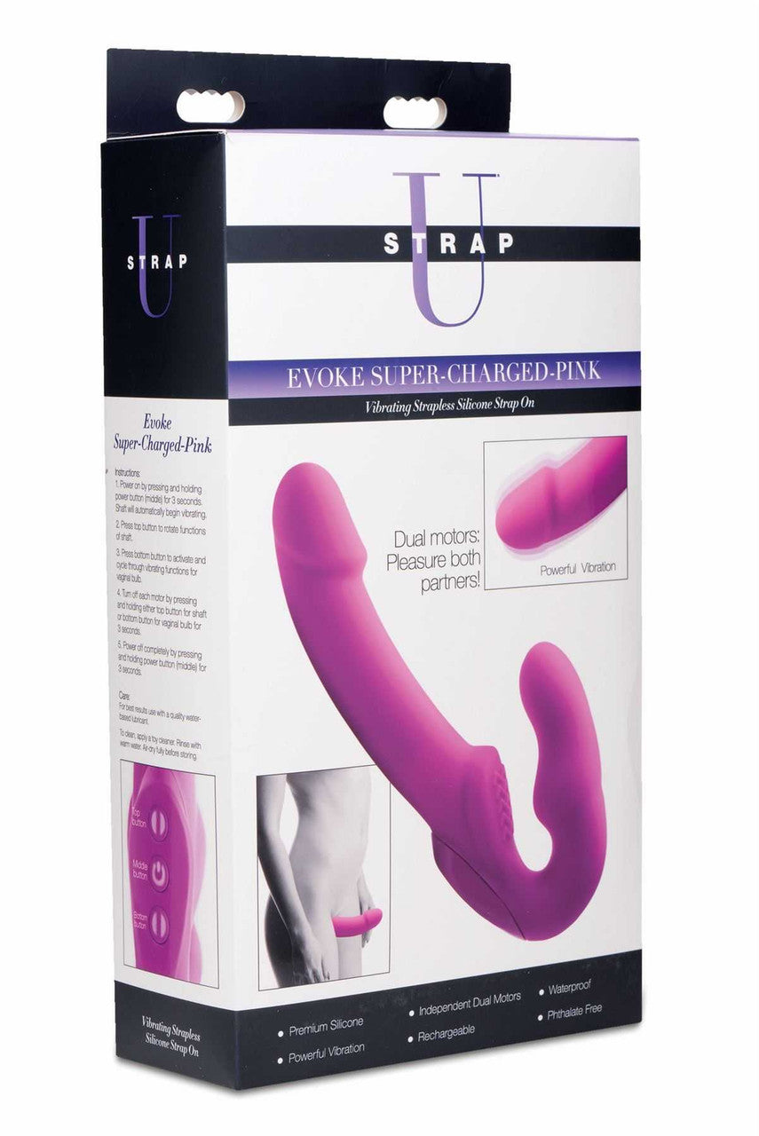Evoke Super Charged Pink Vibrating Strapless Silicone Dildo xr brands