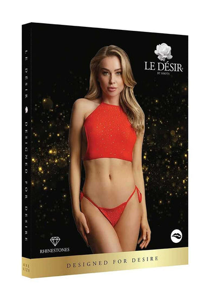 Festive Rhinestone Top and Thong One Size le desir