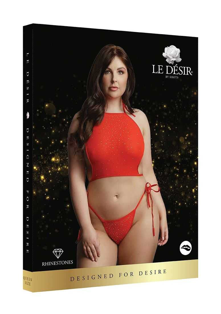 Festive Rhinestone Top and Thong Plus Size le desir