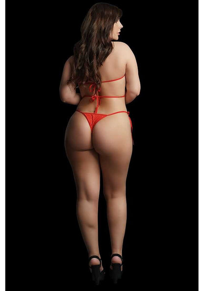 Festive Rhinestone Top and Thong Plus Size le desir