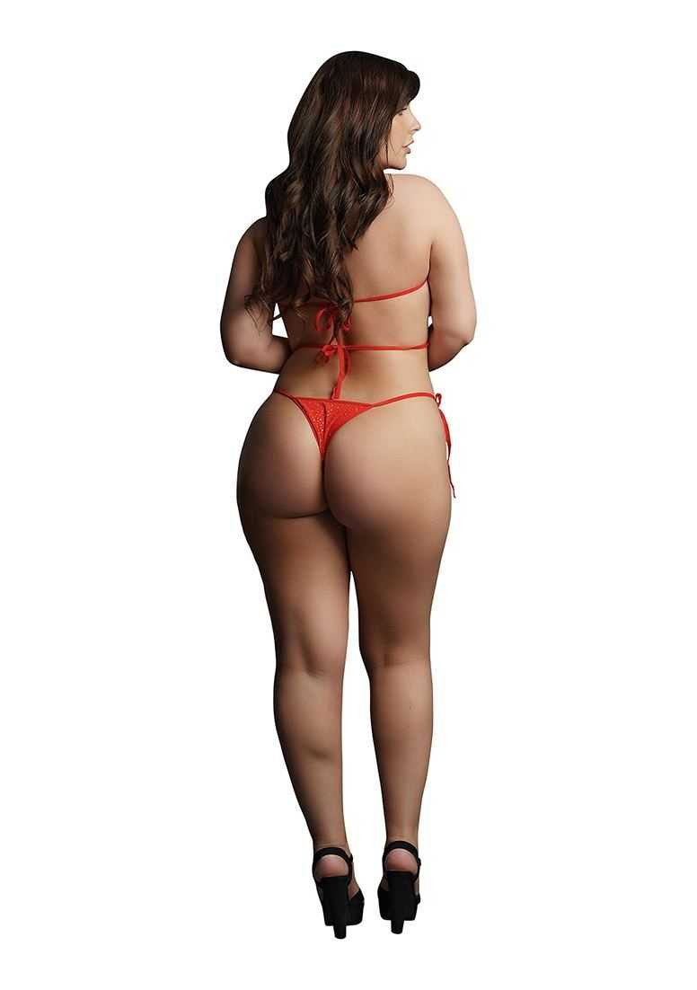Festive Rhinestone Top and Thong Plus Size le desir