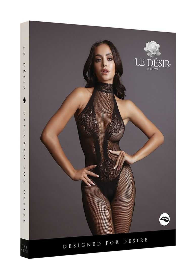 Fishnet and Lace Bodystocking One Size Black le desir